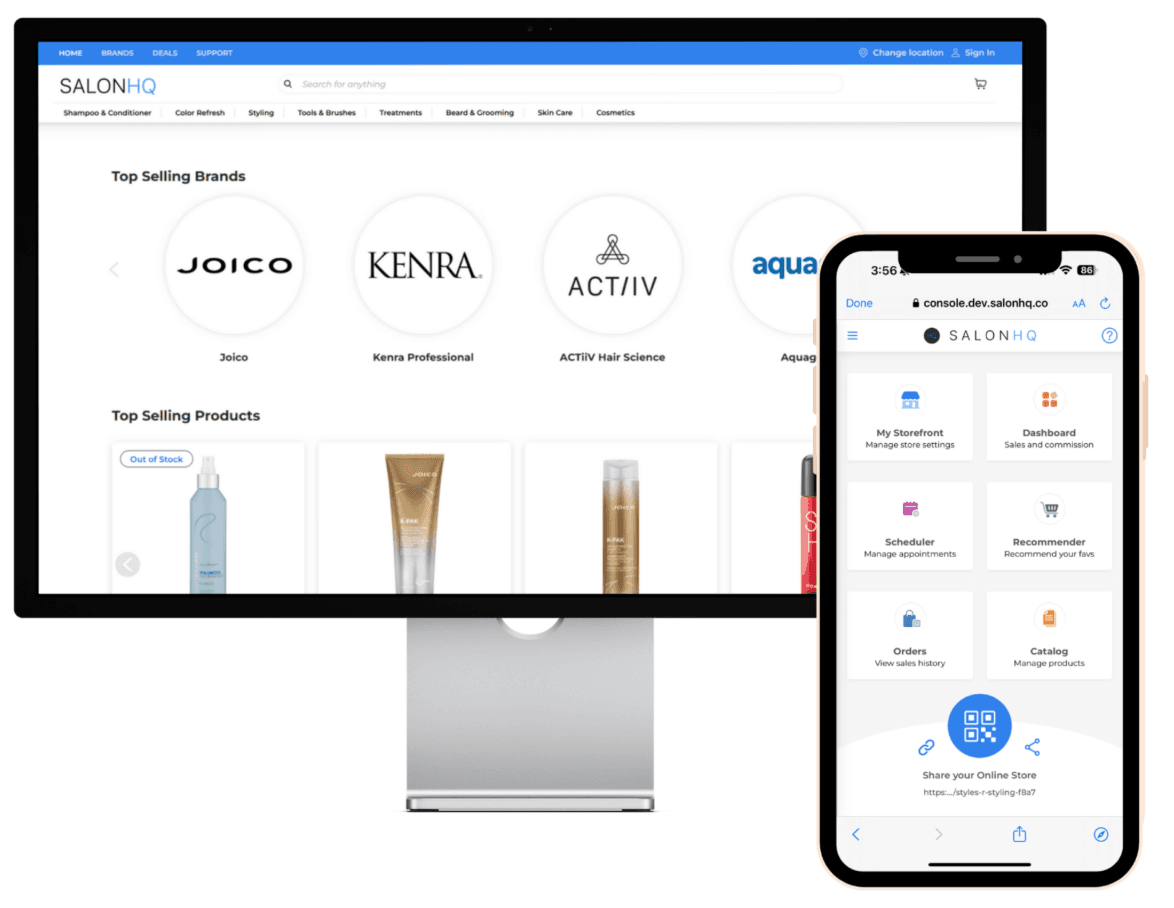 SalonHQ wholesale shop and mobile app